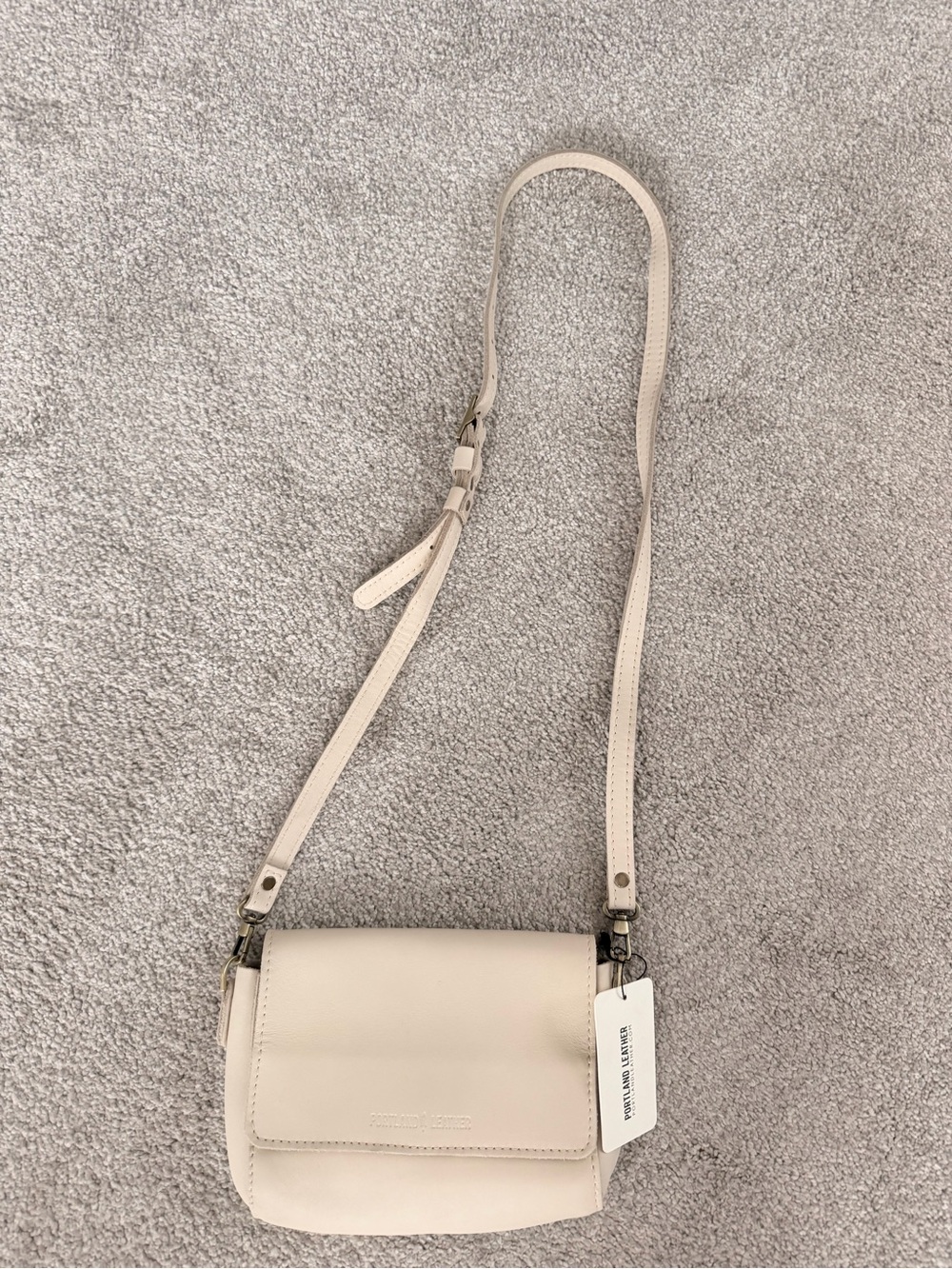 Portland Leather Light Cream Crossbody Bag